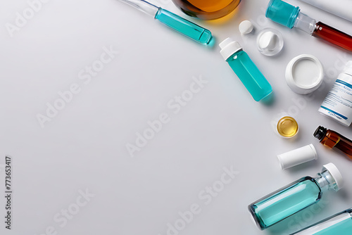 Medicine with copy-space background concept, blank space. Medication Mix: Diverse Range of Medications for Health