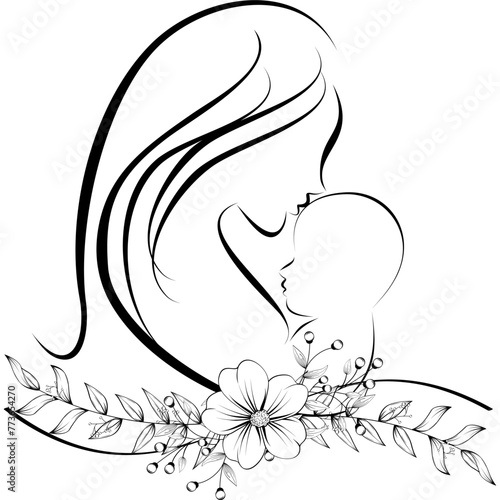 mom tattoo design flowers illustration sticker in vector format