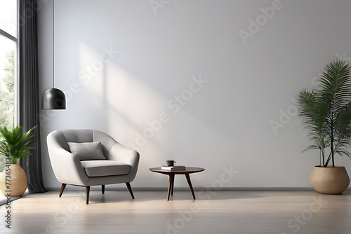 Modern minimalist interior with copy-space background concept, blank space. Refined Simplicity: Copy-Space Background in Minimalist Decor © jmgdigital