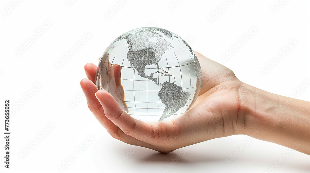 AI art, hand background with transparent sphere AI art, hand background with transparent sphere
