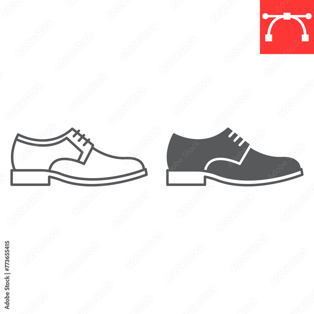 Leather shoes line and glyph icon, clothes and footwear, shoe vector icon, vector graphics, editable stroke outline sign, eps 10. Leather shoes line and glyph icon, clothes and footwear, shoe vector icon, vector graphics, editable stroke outline sign, eps 10.