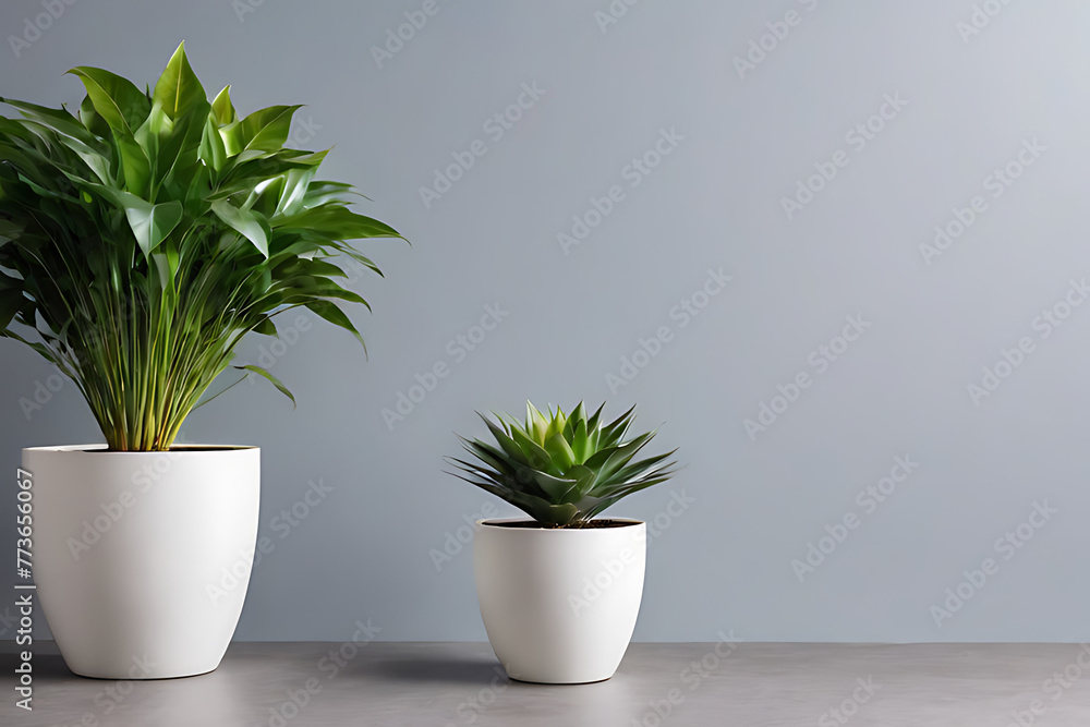 Plant in pots with copy-space background concept, blank space. Potted Passion: Cultivating a Love for Indoor Greenery
