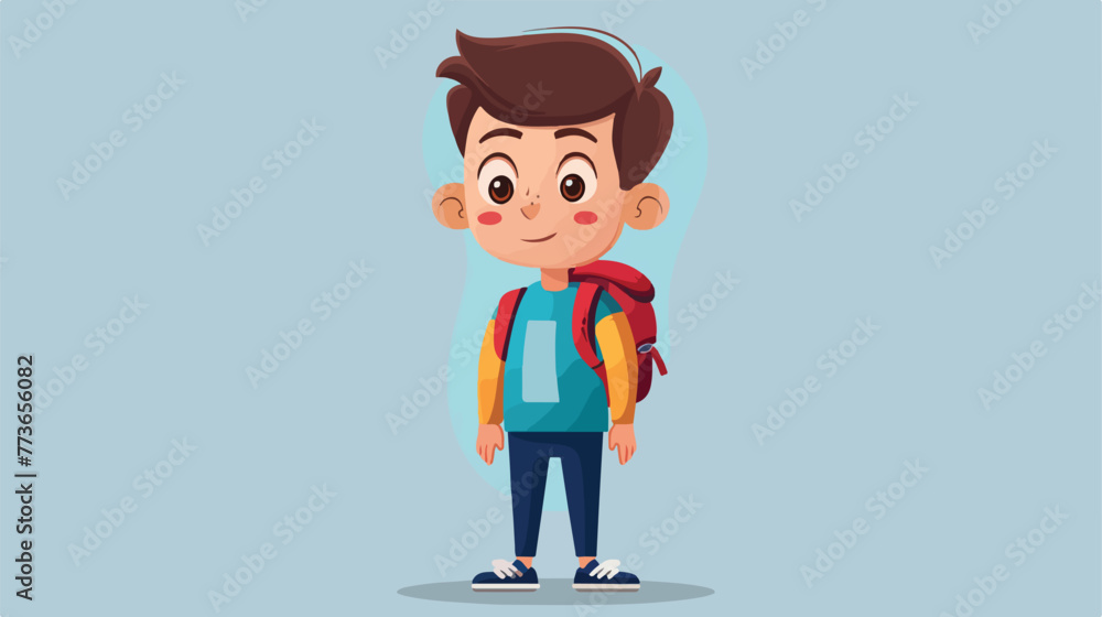 Cute student boy character illustration flat cartoo