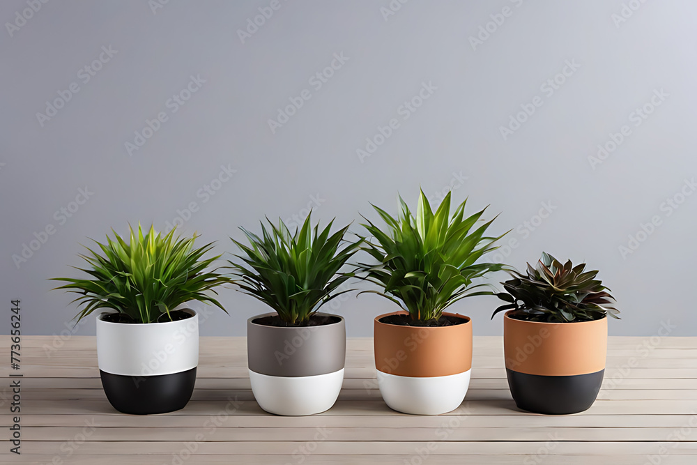 Plant in pots with copy-space background concept, blank space. Potted Positivity: Plants to Brighten Any Space