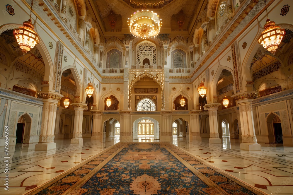 Obraz premium Elaborate Decorations: Vast Main Prayer Hall Expanse ai image
