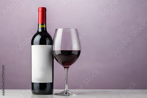 Red wine with copy-space background concept, blank space. Scarlet Sensation: Red Wine Served in Elegant Glass