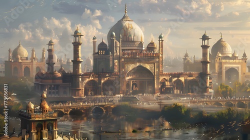 Magnificent Mosque Architecture: Grand Domes and Towering Minarets ai image