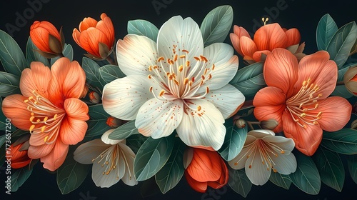 Retro floral botanical illustration poster background