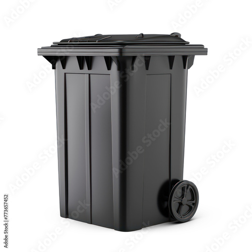 Black garbage bin on transparency background PNG
