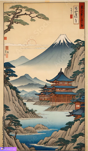 Japanese mountain landscape p...