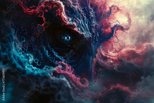 Eldritch Cosmic Creature in Vibrant Bohemian Rhapsody Inspired Digital photo