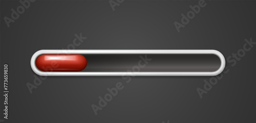 3d realistic vector icon illustration. Red progress bar, low enegry, soptware updates and loading on gray background.