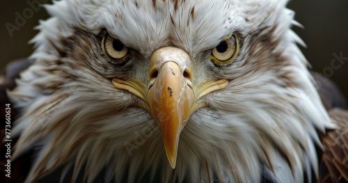 Bald Eagle, fierce gaze, national symbol, majestic and proud. 