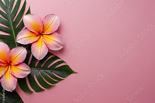 Tropical flower with copy-space background concept, blank space. Island Inspiration: Tropical Flower with Abundant Space. Place to adding text blank copy space.