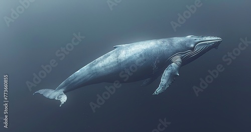 Blue Whale  the ocean s gentle giant  side view  immense and serene. 