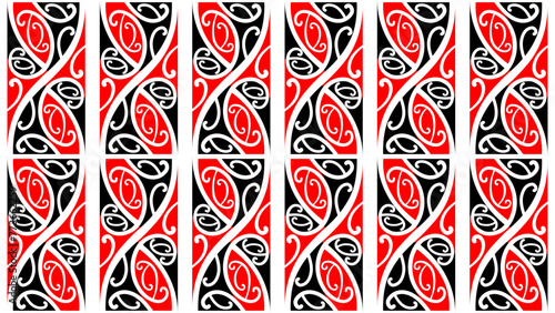 Traditional Maori Pattern with Koru or Silver Fern Fiddlehead Curves
