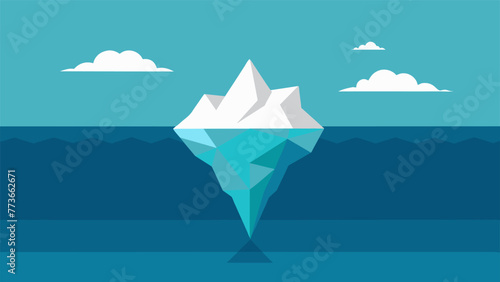 An iceberg with only a small portion visible above the water mirrors our conscious thoughts and behaviors while the larger hidden portion below