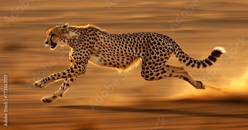 Cheetah mid-sprint, muscles tense, the epitome of speed and grace.