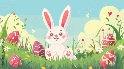 Easter day cute cartoons flat cartoon vactor illust
