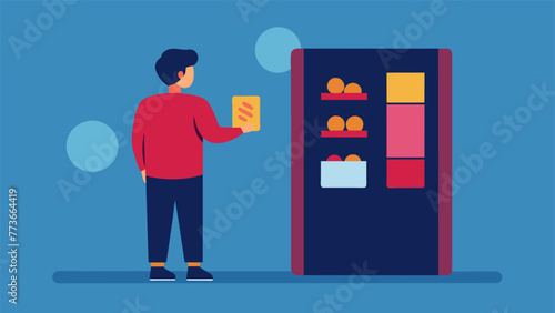 A person standing in front of a vending machine hesitating between two different snacks. They decide to go with the one they saw first using