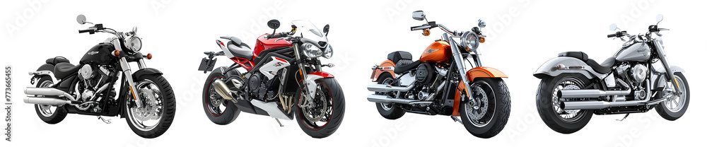 motorcycle isolated on a transparent PNG background, white background , Generative Ai motorcycle isolated on a transparent PNG background, white background , Generative Ai