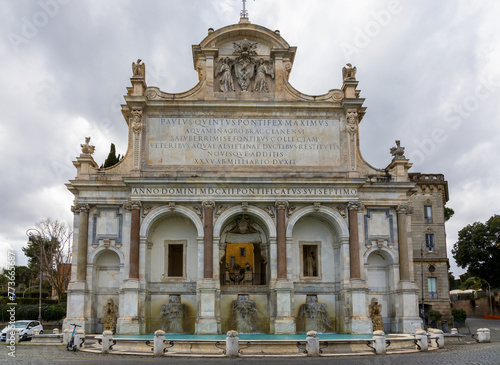 The Fontana dell'Acqua Paola (Il Fontanone, The big fountain), a monumental fountain on the Janiculum Hill in Rome, Italy photo