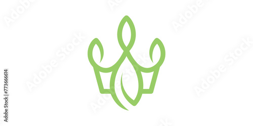 creative logo design crown and leaves, king, queen, nature, logo design template, icon, symbol, creative idea. © Mas_W