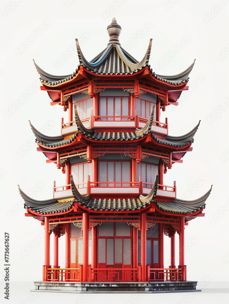 Beautiful pagoda tower design full of traditional Chinese or Japanese architectural elements.