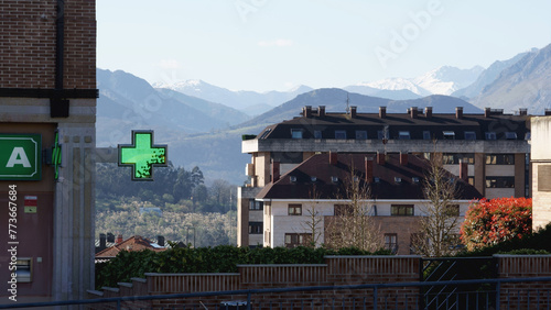 A modern pharmacy is in the mountain