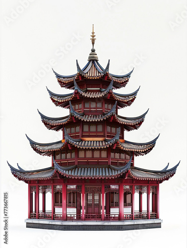 Beautiful pagoda tower design full of traditional Chinese or Japanese architectural elements.