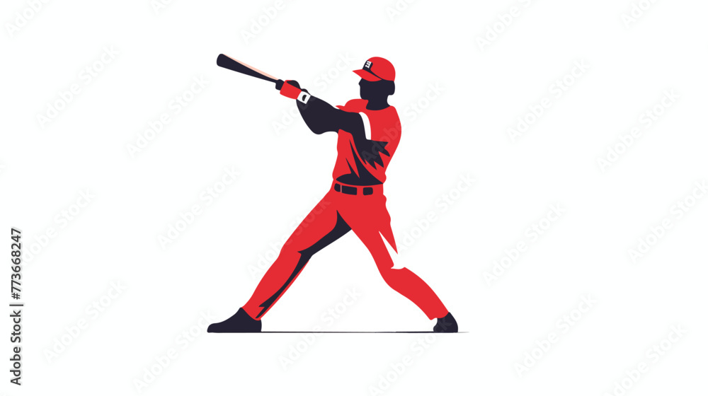 Flat design baseball player icon silhouette vector