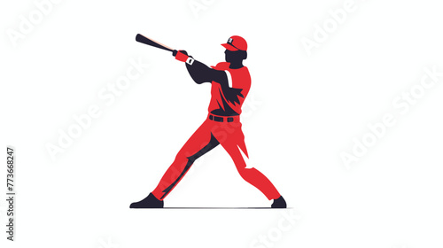 Flat design baseball player icon silhouette vector