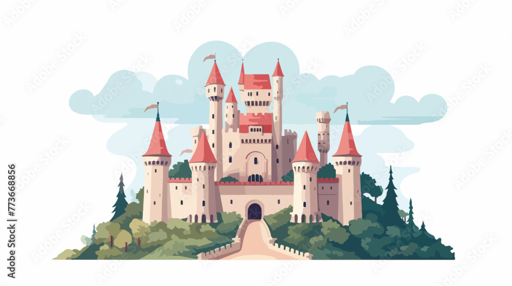 Flat design large castle icon vector illustration f
