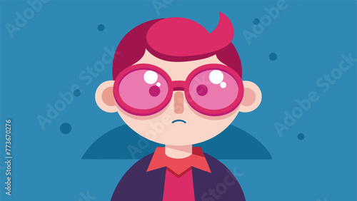 A comic strip featuring a character wearing glasses with rosecolored lenses representing how our own biases can affect our perception and lead