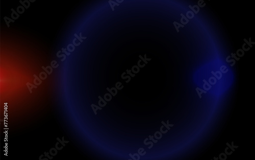 Abstract dark red and blue light tail on black background