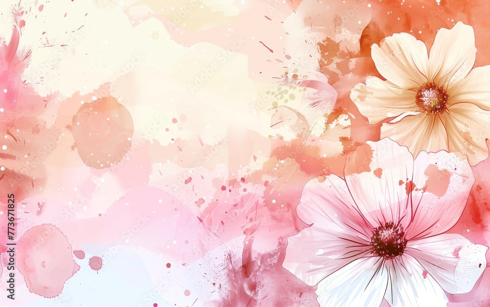 The background is a mix of pink and orange colors, giving it a warm The background is a mix of pink and orange colors, giving it a warm