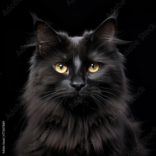 Majestic Black Cat with Golden Eyes  