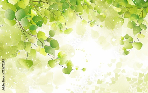 A green leafy background with a few leaves scattered around