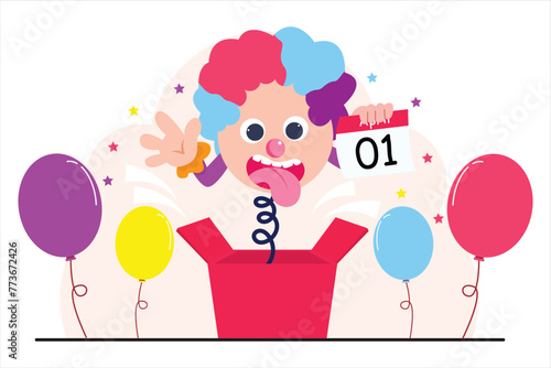 April Fools Flat Illustration Design
