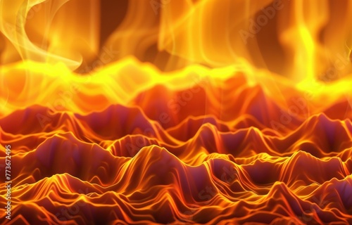 The image is a close up of a fiery ocean with waves and smoke