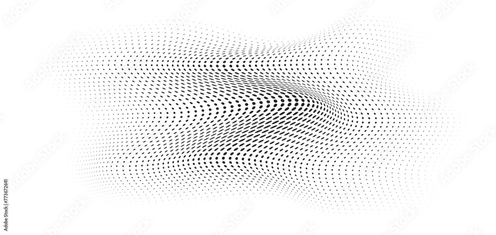 Flowing Wave Dot Halftone Pattern: Curve Gradient Shape on Transparent Background. Suitable for AI, Tech, Network, Digital, Science, and Technology Themes. Flowing Wave Dot Halftone Pattern: Curve Gradient Shape on Transparent Background. Suitable for AI, Tech, Network, Digital, Science, and Technology Themes.