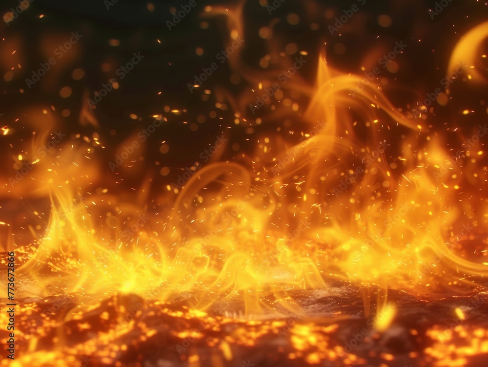 A fire is burning in the ocean, with the flames reaching up to the sky A fire is burning in the ocean, with the flames reaching up to the sky