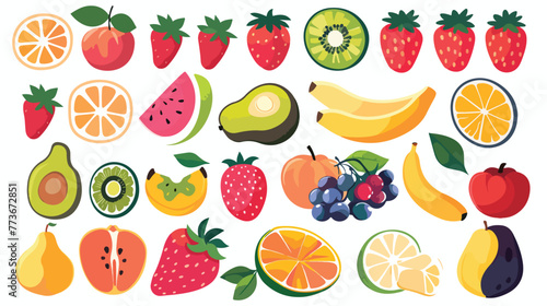 Fruit illustration on white background flat cartoon