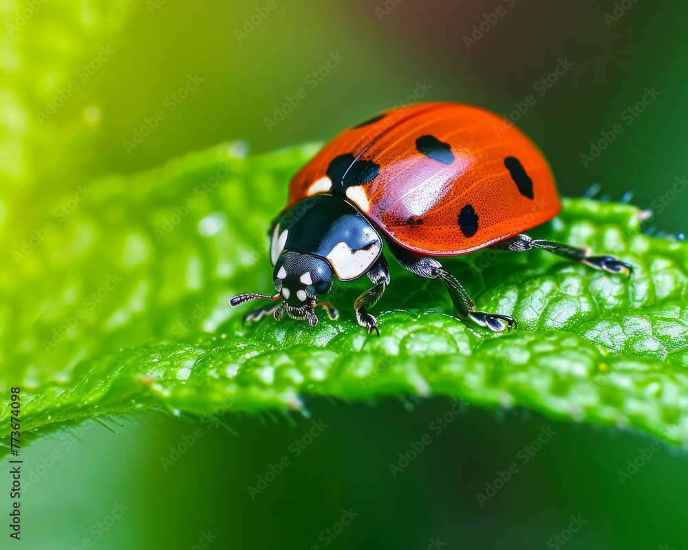 A ladybug is sitting on a leaf A ladybug is sitting on a leaf