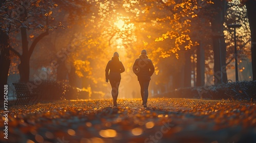 Cardio training. Close up of energetic fit sportsman spending morning in park and jogging together with wife. Active pensioners taking care of health and doing regular physical activities on nature
