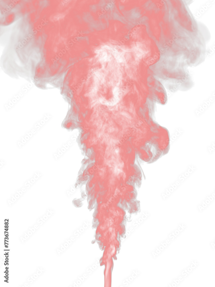 Fluffy red smoke rises isolated on a transparent background Fluffy red smoke rises isolated on a transparent background