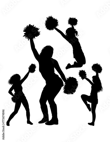 Female cheerleader sport dance action pose silhouette