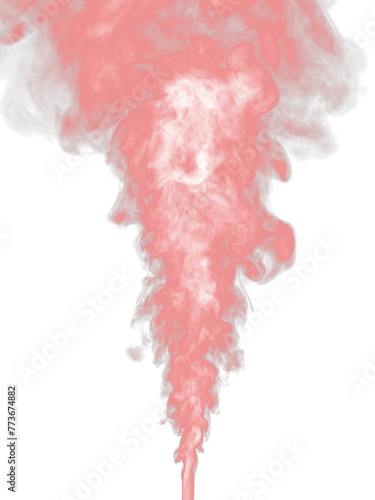 Fluffy red smoke rises isolated on a transparent background