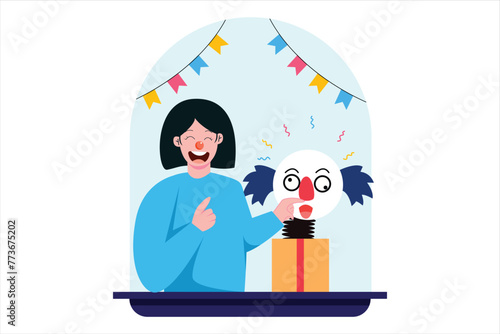 April Fools Flat Illustration Design