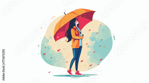 Girl and umbrella vector image available in portfol